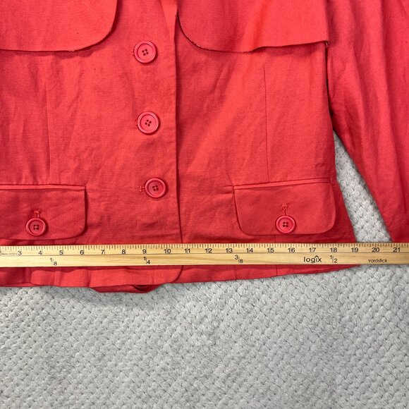 Larry Levine Womens Coral Swing Jacket Cropped Linen-Blend Blazer 3/4 Sleeve XL - Picture 7 of 12